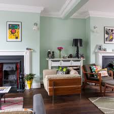 Whitewashed planked wood floor with a matt finish for a bathroom. Green Wall Ideas Houzz