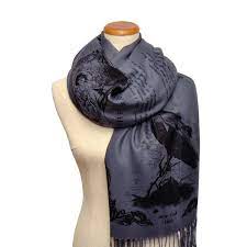 The Raven By Edgar Allan Poe Shawl Scarf Wrap Bluish Gray Etsy Singapore