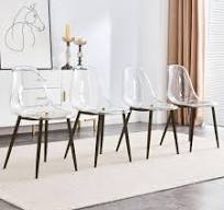 Amazon.com - Baysitone Clear Dining Chairs Set of 4, Modern Kitchen Chairs  with Transparent Seat, Acrylic Accent Side Chairs with Plating Metal Legs  ...