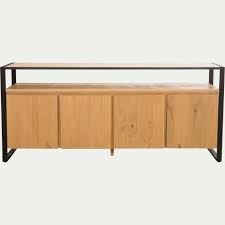 Équipé de 9 tiroirs (4 petits, 3 moyens et 2 grands), le buffet cassis vous offrira des rangements adaptés à vos besoins. Buffet 4 Portes En Pin Massif Et Metal Noir Endoume Buffet Alinea