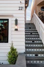 Granada Tile S Tunis Cement Tile Makes This Stairway Exterior Stairs Exterior Tiles Stairs Design