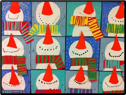 Snowmen Looking Up Christmas Art Projects Winter Art Lesson Elementary Art Projects