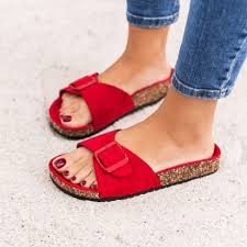 damen pantoletten wildlederoptik rot marimo24 holzsandalen pantoletten damen pantolette