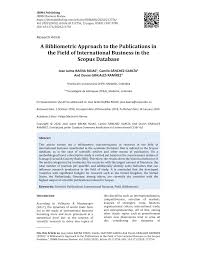PDF) A Bibliometric Approach to the Publications in the Field of  International Business in the Scopus Database