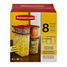 Sold by slbstore an ebay marketplace seller. Rubbermaid Modular Food Storage Container Set Clear Plastic Red Lid 8 Piece Set Walmart Com Food Storage Container Set Food Canisters Food Storage Containers