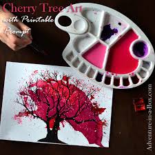 Christmas tree coloring pages with pug printable. Cherry Tree Blossom Splatter Art With Printable Prompt Adventure In A Box