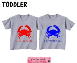 Red Crab Blue Crab Baltimore Md Toddler Or Youth Tee Made In Baltimore Crab Shirt Home State Shirt Maryland