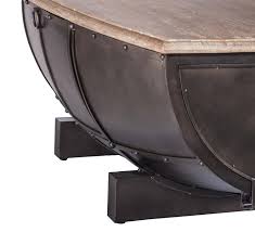 Our rustic pioneer mango wood standing half barrel chest coffee table adds a fun and dynamic element to any room. Industrial Half Barrel Coffee Table W Wine Storage