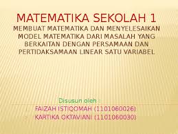 Bentuk umum sistem persamaan linear dua variabel adalah: Ppt Persamaan Dan Pertidaksamaan Linear Satu Variabel Octavianti Mayasari Academia Edu