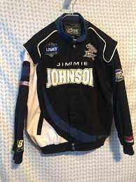 Jimmie Johnson Lined Large Jacket Nascar Black White Snap Button 491 Ebay Racing Jacket Pit Crew Shirts Jackets