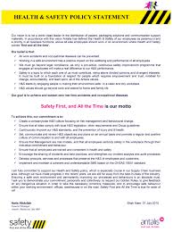 The policy also describes occupational health and safety responsibilities and the way of organizing the cooperation measures. Health Safety About Us Antalis Malaysia