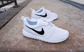 Black And White Nike Running Shoes Womens Womens Custom Nike Roshe Run Sneakers Minimalistic Black And White Design Black Nike Swoosh With Black Speck In 2020 White Nike Shoes All White Shoes Mens Nike Shoes