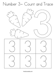 The coloring page and coloring game is printable or playing online. Number 3 Count And Trace Coloring Page Twisty Noodle