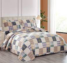 Check spelling or type a new query. Amazon Com Beige Plaid Quilt Set Twin Size Country Patchwork Bedding Quilt Lightweight Reversible Bedspread Coverlet With Sham Soft All Season Bed Coverlet Set 1 Quilt 2 Pillow Shams Beige Twin Kitchen