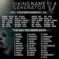 Infographics Birthdays Months Days Names Vikings Twitter Search Viking Names Viking Quotes Name Generator