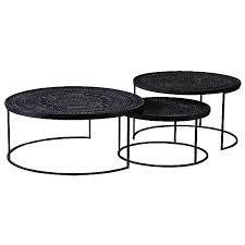 Anchor the living room with a modern coffee table. Ethnicraft Ancestors Tabwa Round Nesting Coffee Table Set Ylighting Com