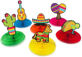 Taco bars are great for graduation parties, birthdays, home parties & more. 6pcs Cinco De Mayo Fiesta Taco Bar Decorations 6 Inches Colorful Honeycomb Paper Fan Centerpiece Table