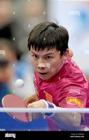 Chen Qi of China in action against Timo Boll of Germany during the Men's  quarter final at the table tennis World Championships in Rotterdam,  Netherlands, 14 May 2011. Photo: Carmen Jaspersen dpa