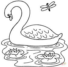 Hand drawn swan on water for anti stress coloring page with high details, isolated on white background, illustration in zentangle style. Swan Lake Coloring Page Coloring Home