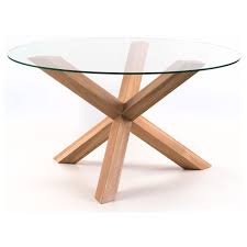 Tfw 138cm Round Glass Dining Table With Oak Pedestal Next Day Delivery Tfw 138 Glass Round Dining Table Glass Dining Room Table Round Glass Dining Room Table