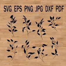 Branch Plants Svg Clipart, Paper Cut Leaves, Vector Floral Wedding Svg