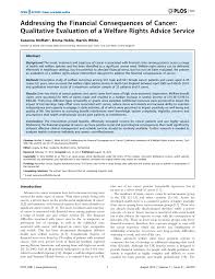 Can the uninsured patient get any financial help? Pdf Addressing The Financial Consequences Of Cancer Qualitative Evaluation Of A Welfare Rights Advice Service