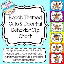 beach themed behavior management clip chart coloful cute with starfish