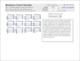 Print A Yearly Calendar On A Business Card