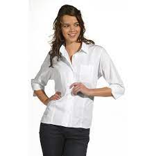 Découvrez une belle gamme de chemisiers à manches 3/4, pour femme, à très bon rapport qualité prix. Chemisier Femme Blanc Manches 3 4 100 Coton Poche Poitrine
