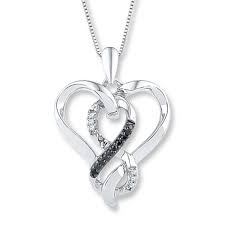 Black And White Necklace Black White Diamond Heart Necklace 1 10 Ct Tw Sterling Silver Heart Necklace Diamond Heart Heart Necklace Diamond