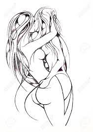 Anime drawings of people kissing. Silhouette Of Two Kissing Lesbian Girls Figure Soot On The Paper Stock Photo Picture And Royalty Free Image Image 114078197