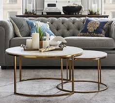 Delaney Round Marble Nesting Coffee Tables Pottery Barn In 2020 Coffee Table Nesting Coffee Tables Marble Coffee Table Living Room