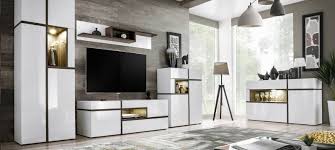 Choose a more saturated grey for living room walls and think about carrying the same colour onto your ceiling. Living Room Furniture Cross Wall Unit Set White Gloss