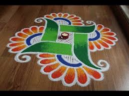 Attractive Swastik Rangoli Design For Diwali Dhanteras Special Diwali Rangoli Designs Yo Rangoli Designs Diwali Rangoli Designs Easy Rangoli Designs Diwali