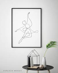 Abstract Black And White Sketch Art Printable Abstract Dancer One Line Ballerina Body Print Etsy Black And White Artwork Dance Poster Ballerina Body