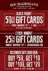 Brad's deals and cardratings may receive a commission from card issuers. The Ultimate Black Friday Half Price Gift Card Sale Doc Magrogan S Oyster House Philadelphia Upcomingevents Com