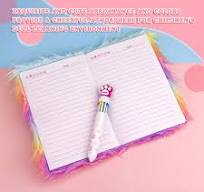 Cute Notepad Cartoon Notebook, Plush Diary With Lock And