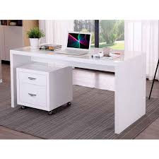 Bureau 2 tiroirs réalisé en teck, bois imputrescible. Caisson De Bureau 2 Tiroirs Leova 53cm Blanc