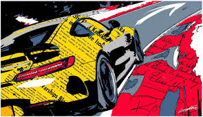 Tableau Mercedes Gtr Voiture De Sport Luxe Course Gt Car Supercar Peinture Paint Pop Art Andy Jaune Rouge Voitures De Sport De Luxe Supercars Voitures De Luxe