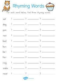 Rhyming Words Worksheet Rhyming Words Worksheets Rhyming Words Ryming Words