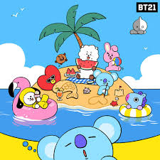 bt21 japan official on twitter キャラクター 壁紙 バカンス 插画