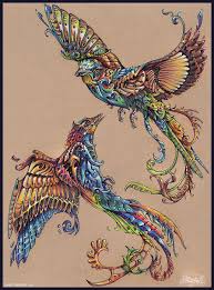 Flying Bird Of Paradise Drawing Flight Of Paradise Drawings Art Drawing Illustrations