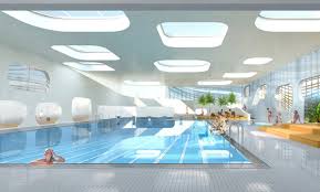 Mikou Design Studio Creates A Bright Green Roofed Swimming Pool Facility For Paris