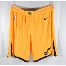 These socks feature the utah jazz. 2017 18 Utah Jazz Game Issued Yellow Shorts 42 1 Nike Authentic Pro Cut