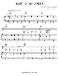 Contains printable sheet music plus an interactive, downloadable digital sheet music file. Eight Days A Week Sheet Music Beatles Sheetmusic Free Com