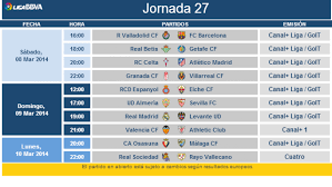 Check spelling or type a new query. Horarios Jornada 27 De La Liga Bbva Laliga
