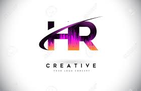 Hr H R Grunge Letter Logo With Purple Vibrant Colors Design Creative Grunge Vintage Letters Vector L Clever Business Cards Vintage Lettering Logo Illustration