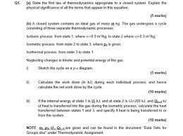Solved A State The First Law Of Thermodynamics Appropriate Chegg Com