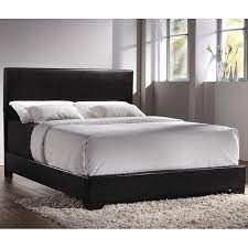 Footboard bench with 3 open storage cubbies. Black Upholstered Platform Bed Queen Coaster Furniture Furniturepick