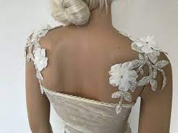 Ivory Lace Detachable Straps 3d Flowers Wedding Dress Straps Ivory Lace Bridal Strap Shoulder Epaulettes Cap Sleeve Wedding Dresses With Flowers Bridal Lace Wedding Dresses